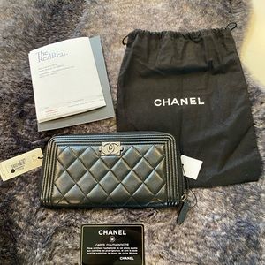 Chanel Boy long zip wallet